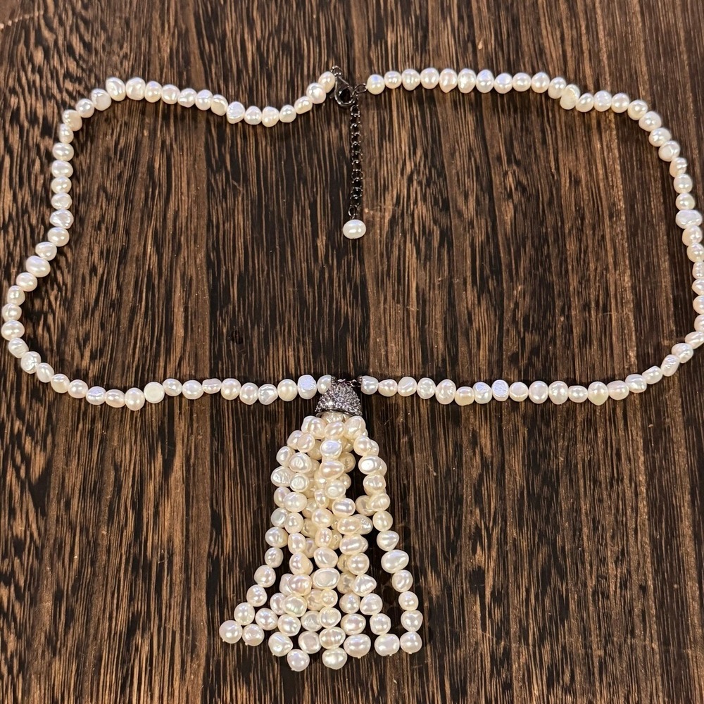 Unbranded Freshwater Pearl Necklace Womens OS White Tassel Pendant‎ Elegant